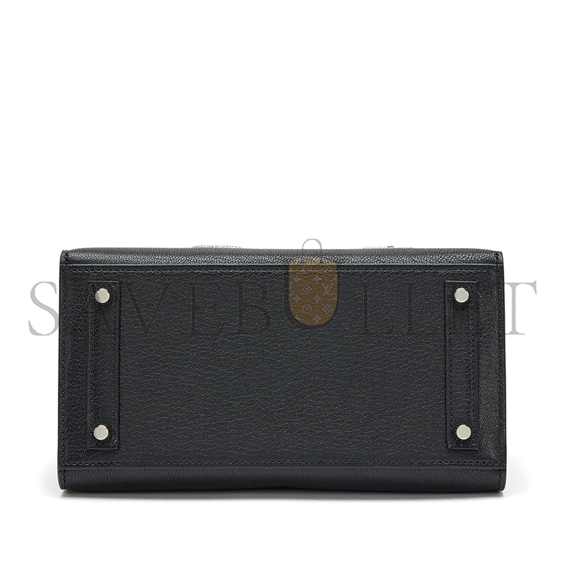 H**mes MASTER BIRKIN 20 SELLIER BOUCLERIE MODERNE BLACK CHÈVRE PALLADIUM HARDWARE (20*17*11cm)